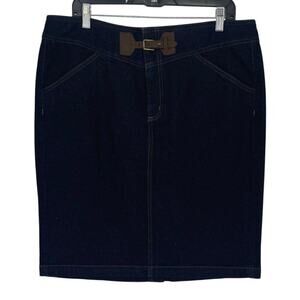 Women's 14 Lauren Jeans Co. Premium Dark Denim Skirt with Suede Detail